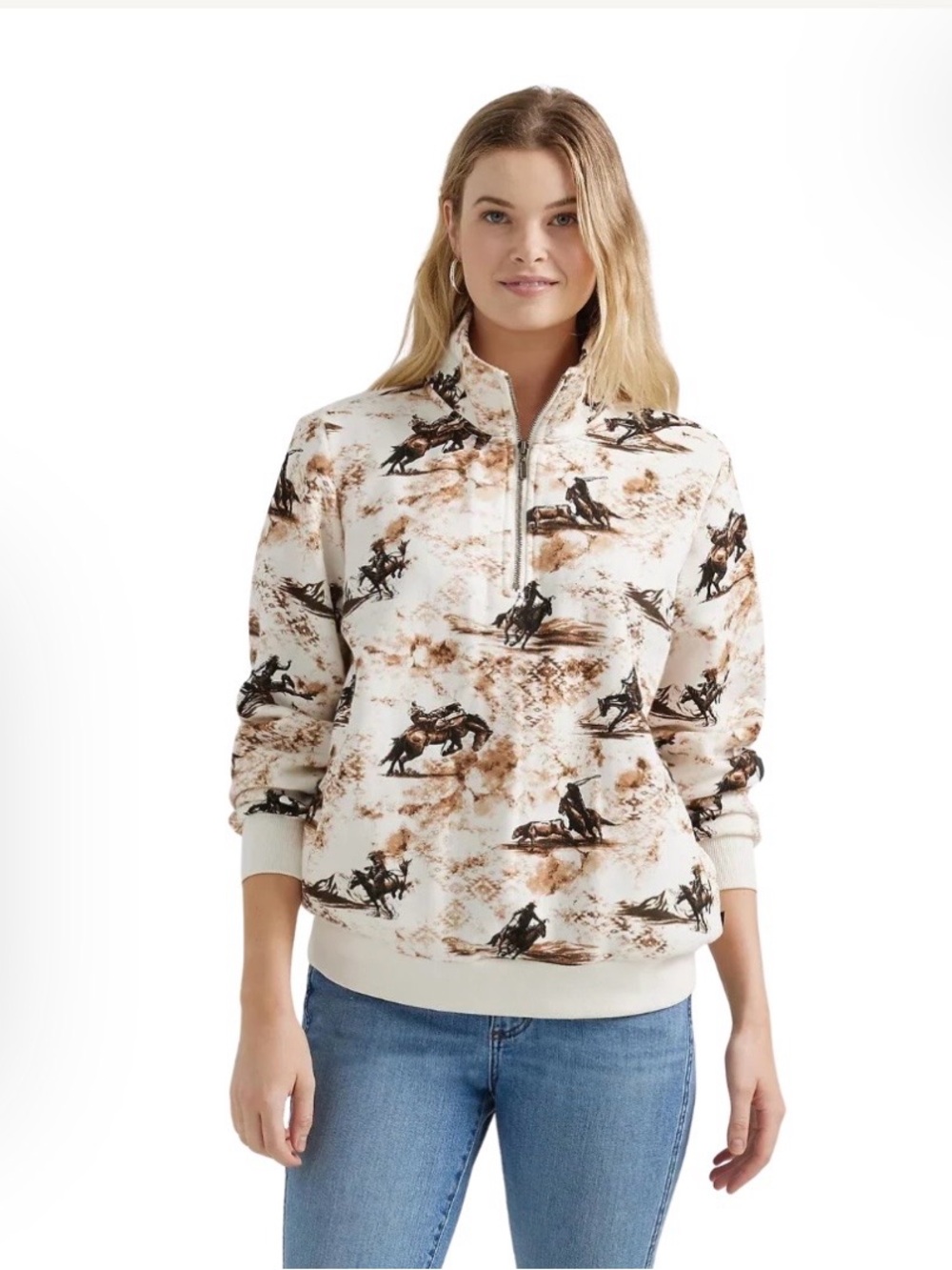 Wrangler Retro Women's Bronco Print 1/2 Zip Pullover